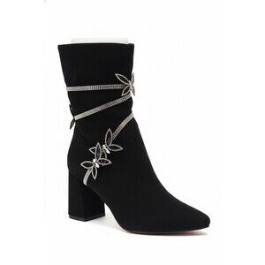 Cathy Din U.S.A. Womens Ankle Bootie Black Rhinestone Butterfly US 8 new in box